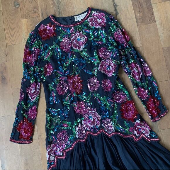 Vintage Sequin Evening Dress Size 12 - Picture 5 of 16